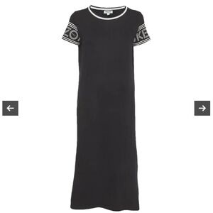 Kenzo Black Maxi Dress with Logo Sleeves
